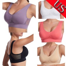 US Womens Sports Bras Removable Pads Yoga Gym Bralette Stretch Crop Tops Vest