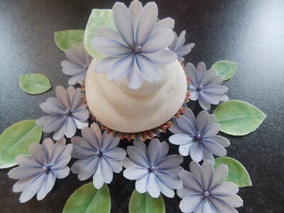 34 Stück 3D Essbar Flieder Gänseblümchen Blume und Blätter Oblate Papier Kuchen/Cupcake Topper