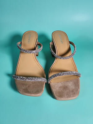 Lisa Vicky Women s Mood-V Hotfix Sandal Size 7 Silver Rhinestone Shoes New XP