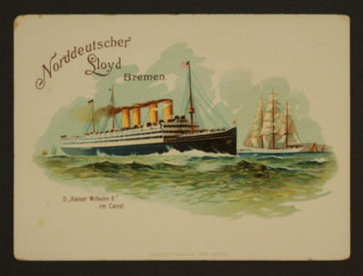 North German Lloyd Bremen D. Kaiser Wilhelm II in The Canal Trade Card 6.0''