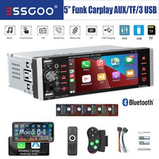 5 Zoll Autoradio 1 DIN Kabellos Apple Carplay Android Auto USB AUX TF Bluetooth