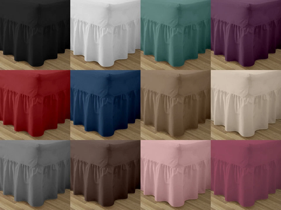 Plain Dyed Fitted Valance Sheet Poly-Cotton Bed Sheet Single Double & King Sizes