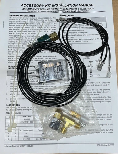 2LA06700424 Johnson Controls Low Ambient Pressure Switch Kit