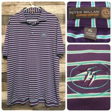 Peter Millar Summer Comfort Stripe Golf Polo Shirt Men  s XL Purple Teal B3