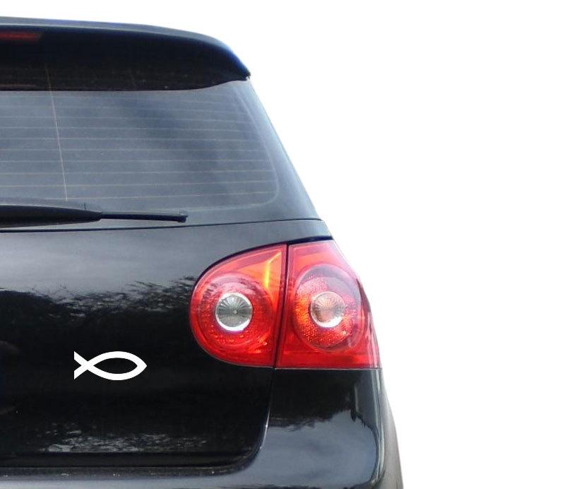 Aufkleber Jesus Fisch Ichthys Fish Sticker Autoaufkleber weiss Waschstrassenfest