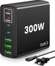 USB C Fast Charger Block 300W: 7 Port USB Charging Station Hub Brick - Dual PPS