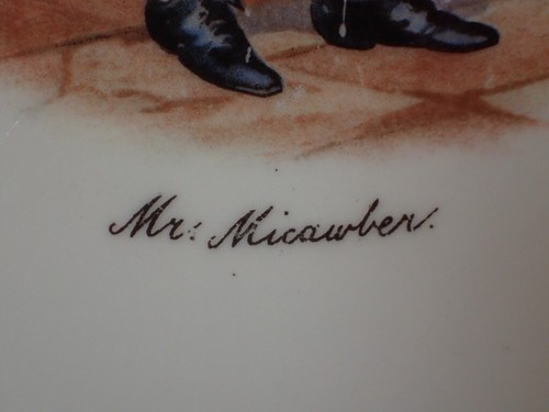 Piatto vintage da collezione Mr. Micawber Charles Dickens corona Cina Inghilterra 10 1/8" - Foto 3 di 7