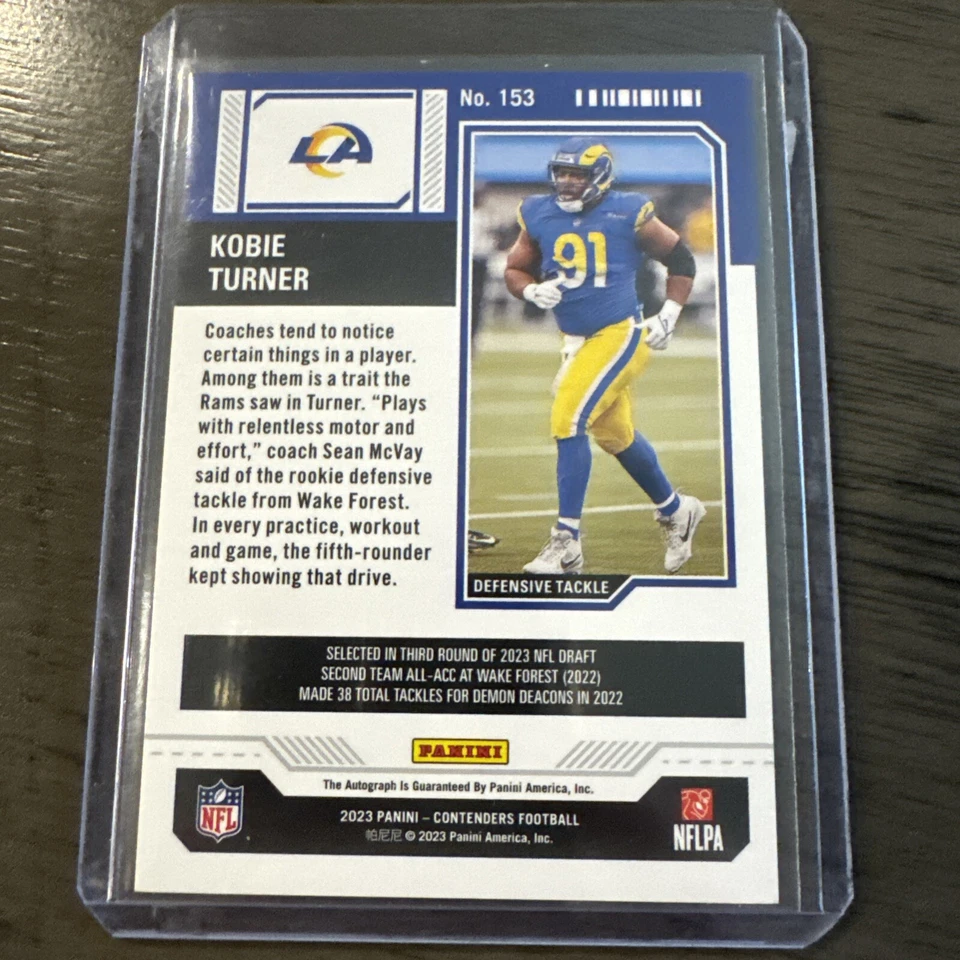 2023 Panini Contenders - Rookie Ticket #153 Kobie Turner (AU, RC) - Image 2 of 4