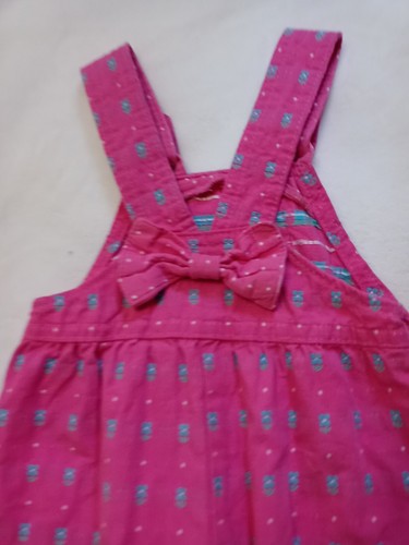 12 Months Vintage Girls OshKosh B'gosh Overalls Pink *Blue Daisies* - Picture 15 of 20