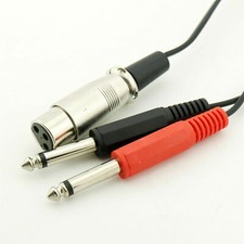30cm XLR 3-Pin Female Jack to 2 x 6.35mm Male Mono Microphone Adapter Cable 1FT