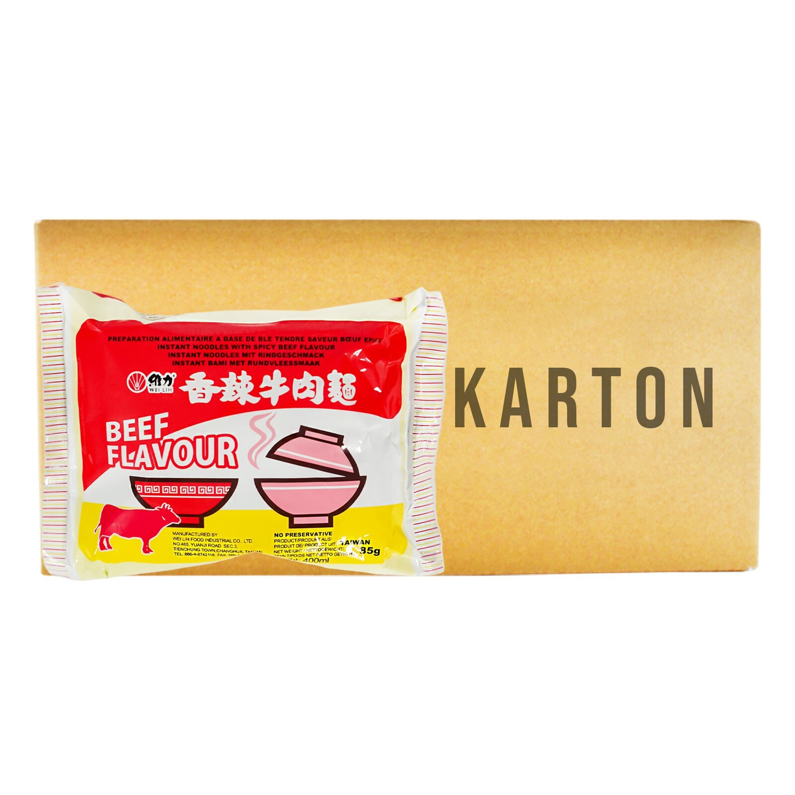 30x85g Wei Lih Instantnudeln Rindgeschmack (MHD immer kurz!) Mi Bo Nudelsuppe