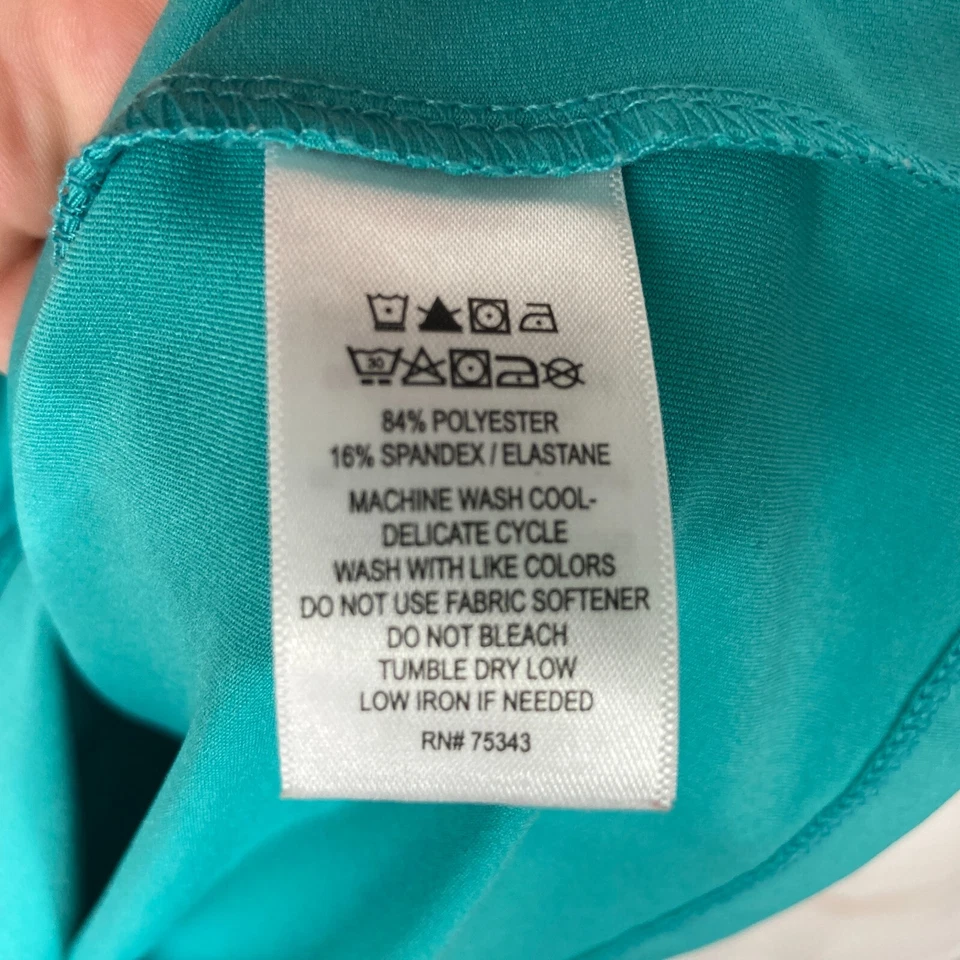 Tommy Bahama Active Womens L Green 1/4 Zip Polo Shirt Short Sleeve Solid Stretch - Image 4 of 4