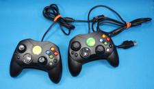 LOT OF 2 WIRED CONTROLLER FOR ORIGINAL XBOX BLACK CLEANED PLAY TESTED