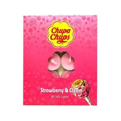 3 x CHUPA CHUPS STRAWBERRY & CREAM TEALIGHTS = 60 TEALIGHTS
