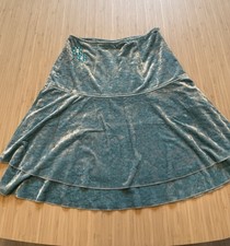 Vintage Veeko Sz S Teal Crushed Velvet Tiered Miniskirt With Embellishments
