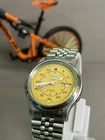 Vintage Seiko 5 Automatic Men's 7S26 Military-Yellow Dial Watch Japan Made