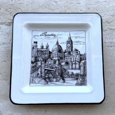 Brunelli Cities LONDON Square Plate Black White 8'' Made in Italy