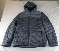 SMARTWOOL Puffer Jacket Mens Large Black Hooded Fuul Zip 