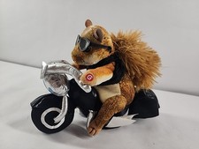 Gemmy Born to Be Wild plush musical squirrel on a motorcycle Dad 9x10 TESTED