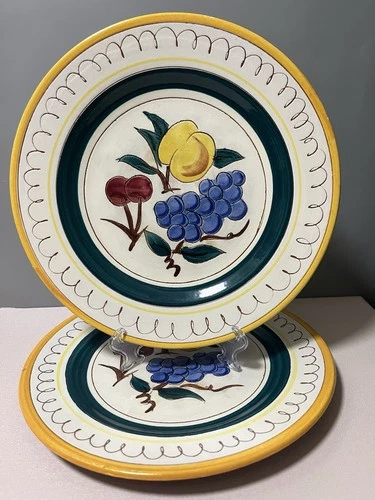Set Of 2 VTG Stangl Pottery Hand Painted FRUIT Pattern Dinner Plates 10”
