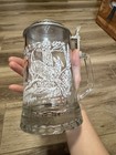 Meger Glass Beer Stein with Pewter Lid and Deer Design — photo 1