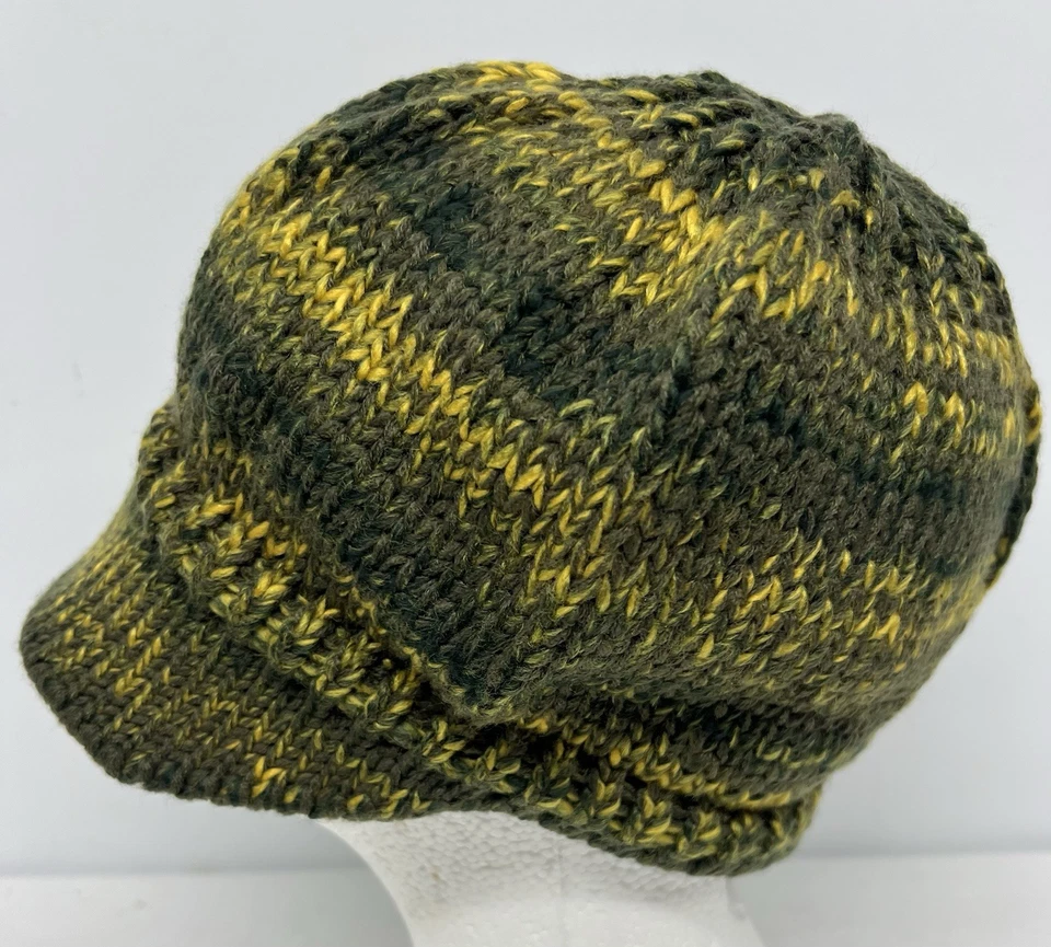 Beanie Stocking Cap w Visor Bill Knit Skull Hat  Brim Green NEW 100% Acrylic - Image 4 of 4