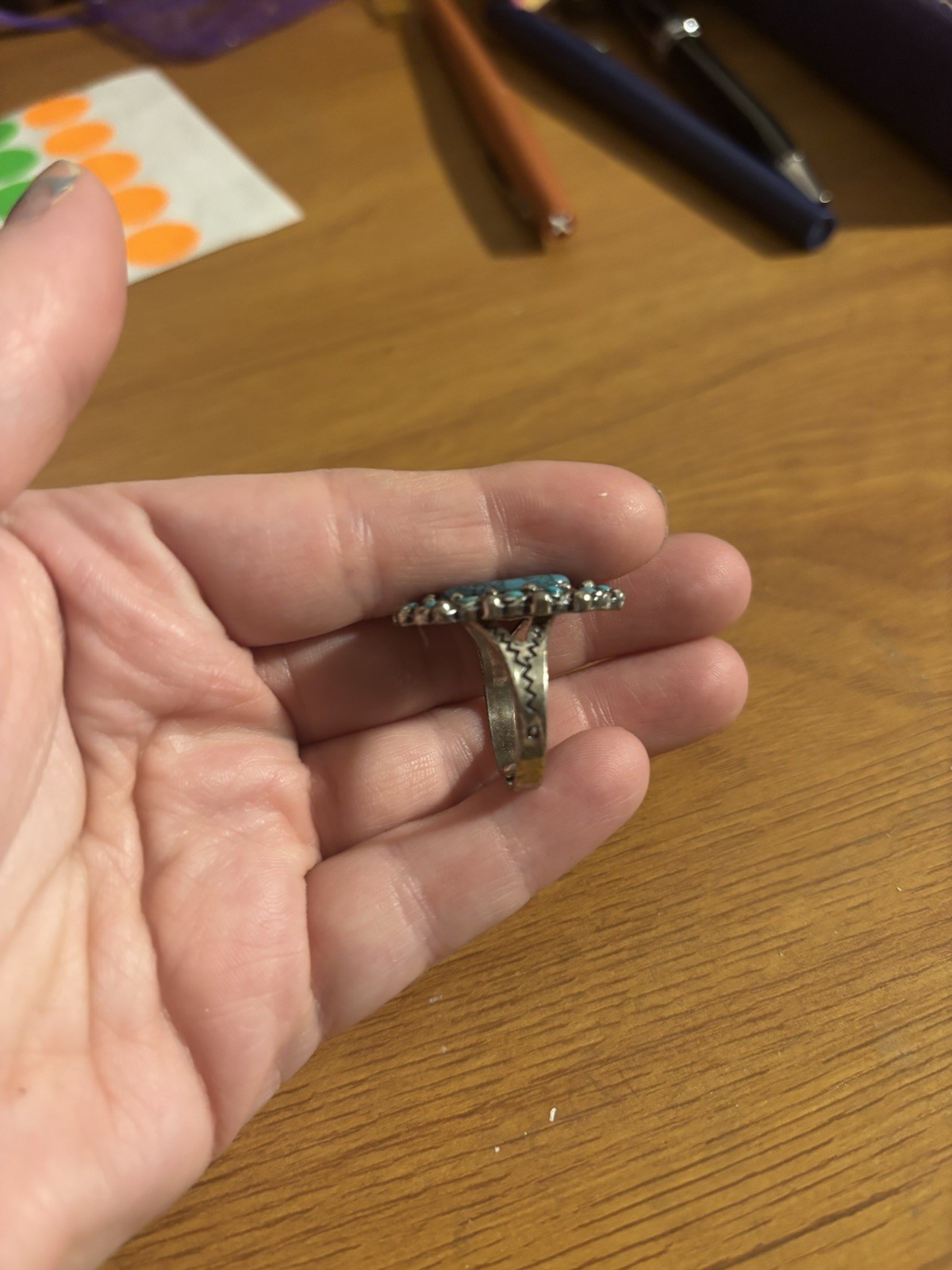 Native American Beaded Turquoise Statement Ring S… - image 3