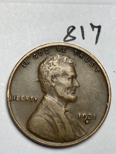 1931-D LINCOLN WHEAT CENT, nice condition, "Extremely Fine", low mintage, #817