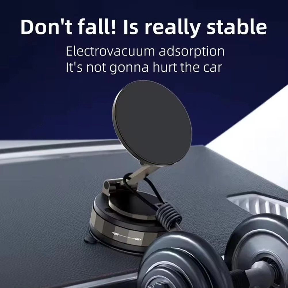 360° Vacuum Magnetic Phone Holder - Suction Cup Car Mount with Foldable Stand