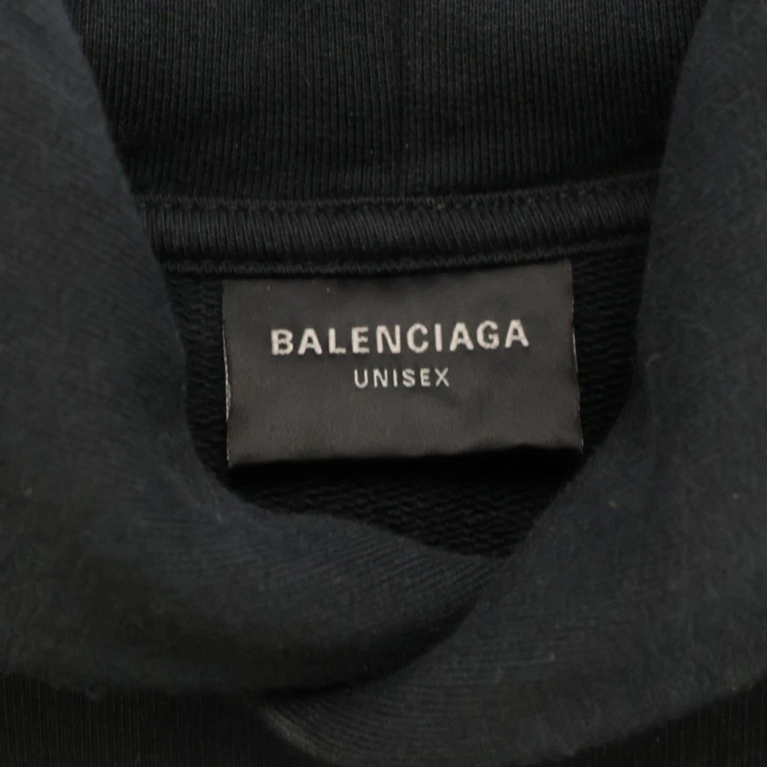 BALENCIAGA 23SS SKATER HOODIE Crash Dust Patch Pullover Nero 739024 TOVN3