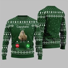 2025 Christmas Calling Capybara Ugly Sweater