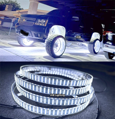 JHB 15.5''QUAD ROW PURE WHITE Strobe LED Car Wheel Rim Lights Remote Switch Set 4