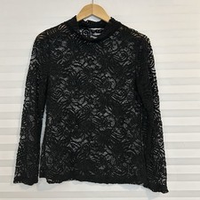 Purple Snow Womens Whimsigoth Dark Romantic Lace Top Size XL Black Sheer Gothic