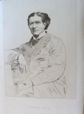 19th century Victorian portrait Sardinian EAU FORTE engraved by Eugène ABOTThéâtre 1862