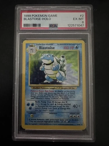 Pokémon Blastoise Base Set Unlimited 2/102 PSA 6