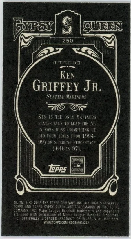 KEN GRIFFEY JR 2012 Topps Gypsy Queen Mini Black #250 - Image 2 of 2