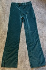 Men s Vtg 70s inspired Green Velvet wide leg Pants Talon and Willse hardware