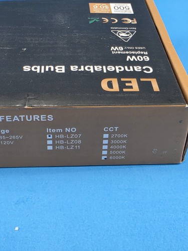 LED Candelabra Bulbs, E12 Ceiling Fan Light Bulbs Small Base, 6W Equivalent 60W, - Picture 6 of 8