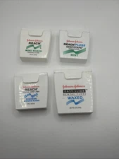 New Johnson & Johnson Reach Gentle Gum Care Woven Floss 50 Yds Lot 4 Samples Vtg
