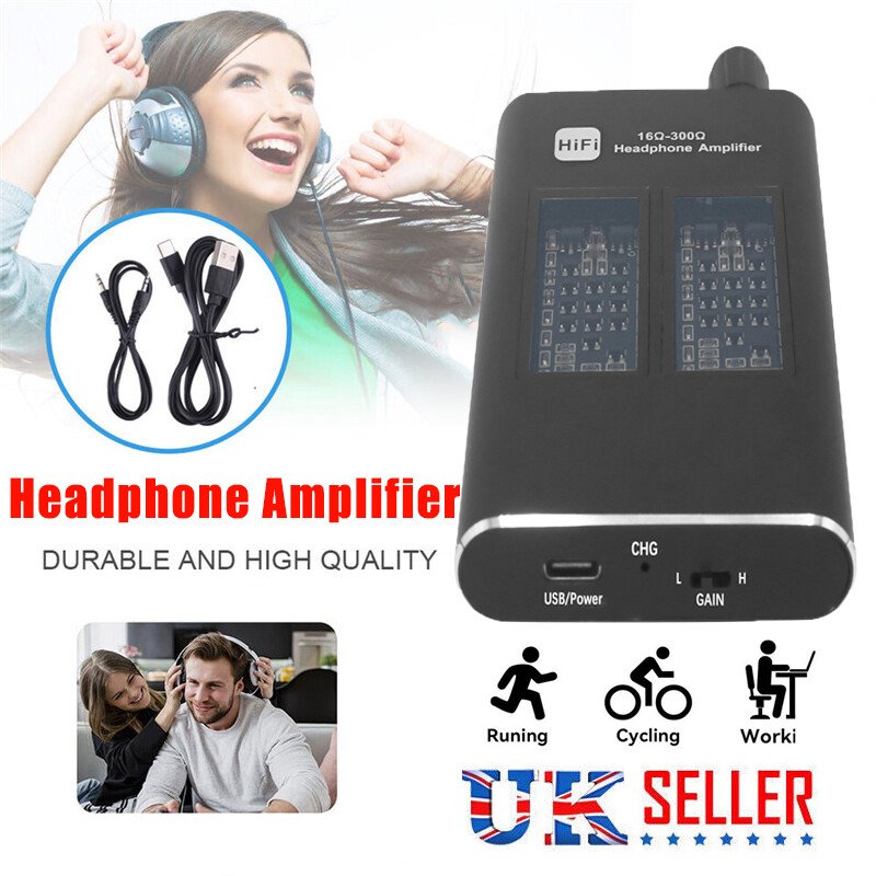 Portable HIFI Headphone Amplifier Stereo Earphone Audio AMP 3.5mm Aux 16-300 ohm
