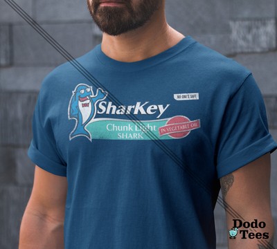 Mens Sharkey Chunk Light Shark Shirt Fishing Gift for Fisherman Funny Graphic T