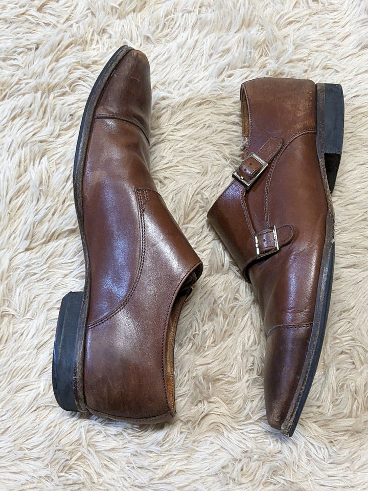 Wolf Shepherd Shoes Mens Leather Size 10.5 Brown Dress Formal Work Monk