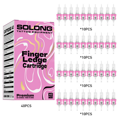 40PCS Tattoo Nadeln Finger Ledge Cartridges #10 Bugpin #12 Standard Round Liner