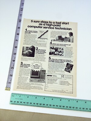Vintage Clipping - computer service technician photos NRI school Print Ad 90's