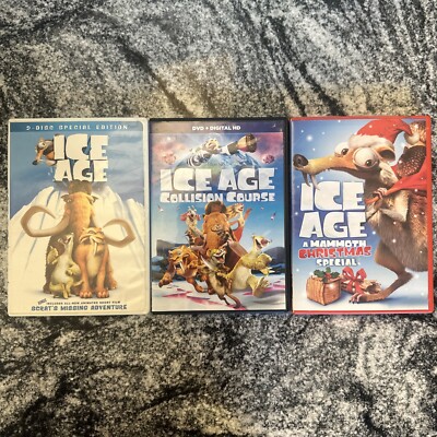 Ice Age & Ice Age Collision Course &A Mammoth Christmas DVD Set Of