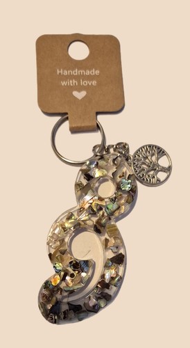 Mental Health Semi Colon Abalone Shell Handmade Keyring Gift Idea Unique