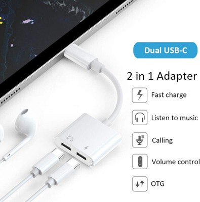 2in1 Type C To Type C Audio Headphone Adapter Charge Cable f Samsung Galaxy S20