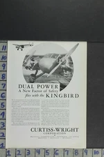 1930 AVIATION AIRCRAFT PLANE PILOT CURTISS WRIGHT KINGBIRD ENGINE AD ZM019