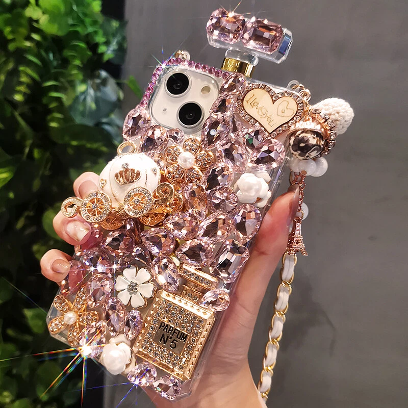 Funda Diamante Botella Perfume Brillante Brillante Para iPhone 17 16 15 14 13 12 11 X 8 7 Foto 3 de 4