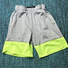 Reebok Youth Athletic Shorts in Gray Lime Green Colorblock Youth Boy's Medium